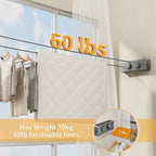Retractable Clothesline, 16.7 Ft Stainless Wire Double Clothes Line - Image 4