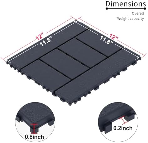 Ball & Cast Plastic Interlocking Deck Tiles, Non-Slip Drainage Holes - Image 2