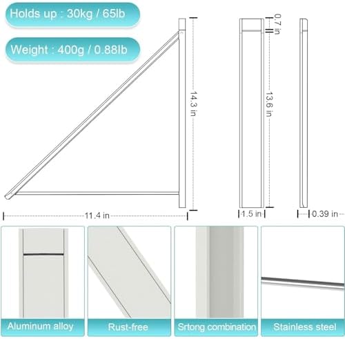 Foldable Wall Mount Drying Rack, Space Saving White - Image 2