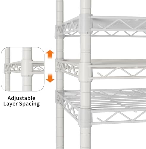 SINGAYE 4 Shelves Storage Shelf Wire Shelving Unit Metal Adjustable Wheels - Image 5