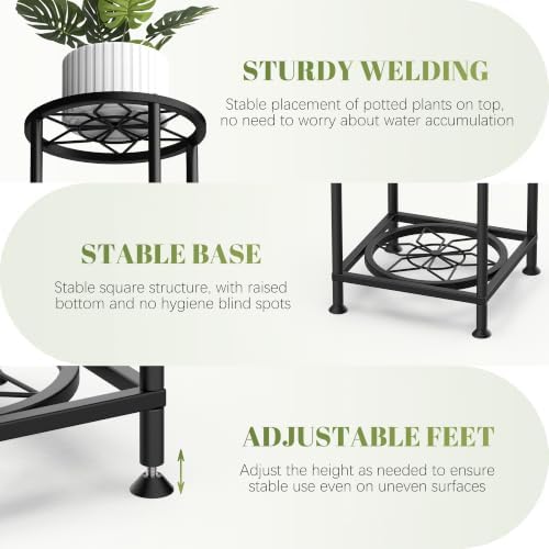 4 Tier Plant Stand Indoor Outdoor, Metal Shelf Holder Corner Black - Image 3