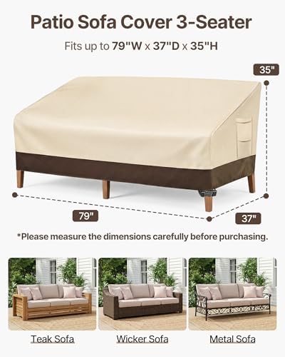 Vailge Patio Sofa Cover 3-Seater & Outdoor Couch Cover Waterproof - Image 2