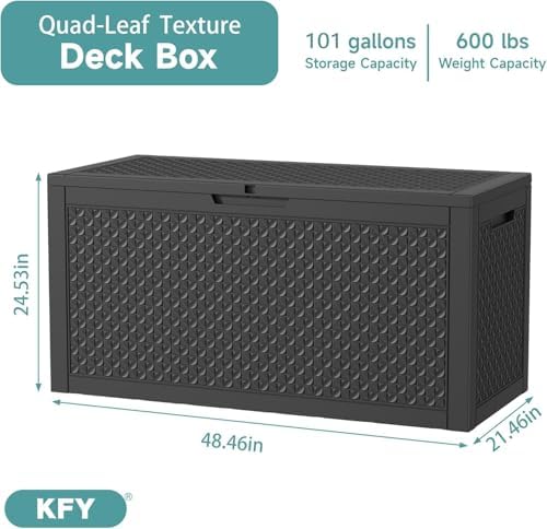 101 Gallon Waterproof Outdoor Storage Box, UV Resistant Resin Deck Box - Image 2