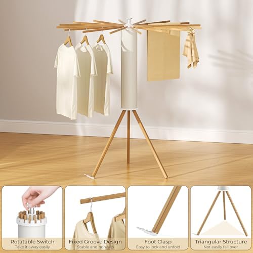 SUNOUTLY Tripod Clothes Drying Rack, Garment Rack Portable and Foldable Space - Image 4