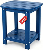 Adirondack Square Outdoor Side Table, 2-Tier Storage Patio Side Table, HDPE End by GARDENSTAR
