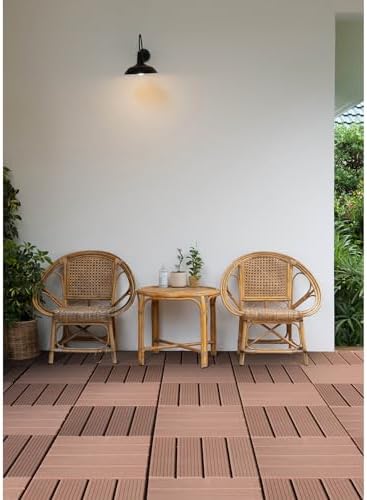 FloorPops 11.8-in by 11.8-in Straight Groove Coffee Interlocking Deck Tiles - Image 3