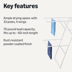 Amazon Basics Foldable Space-Saving 4-Wing Metal Clothes Drying Rack, - Image 2