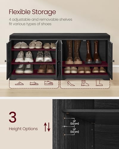 VASAGLE 3-Tier Shoe Storage Bench - Image 4