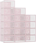 Foluck Shoe Storage Box, 15 Pack Clear Plastic Stackable Organizer by Foluck