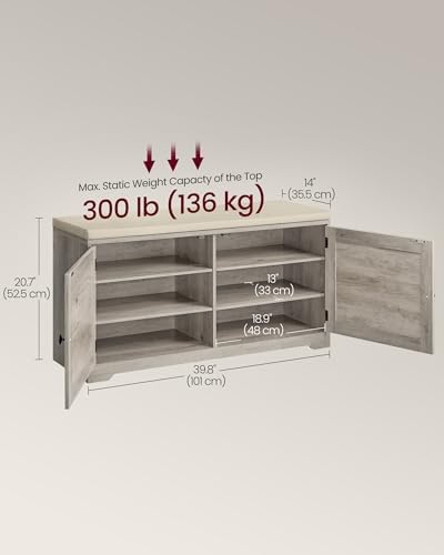 VASAGLE 3-Tier Shoe Storage Bench - Image 2