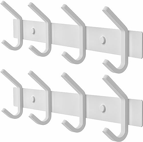 White Coat Rack Wall Mount – 12 Inch Stainless Steel Hook Rail by SAYONEYES