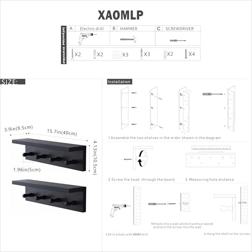 Entrance Coat Rack ，Coat Hooks, Wall-Mounted Wooden Hook Rack, Wall-Mounted - Image 5