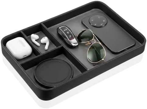 Leather Valet Tray 12”x8” – PU Leather Catchall by Unknown