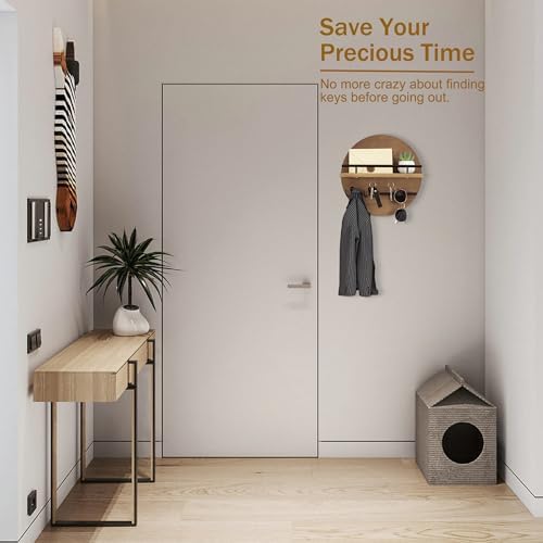 Key Holder Wall Mount with Shelf and Hooks, Mail Organizer - Image 5