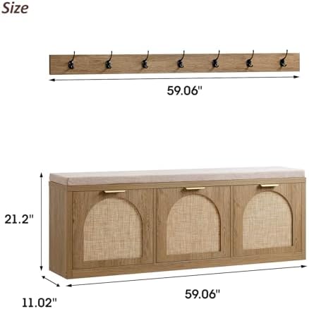 Rattan Narrow Entryway Bench - Image 2
