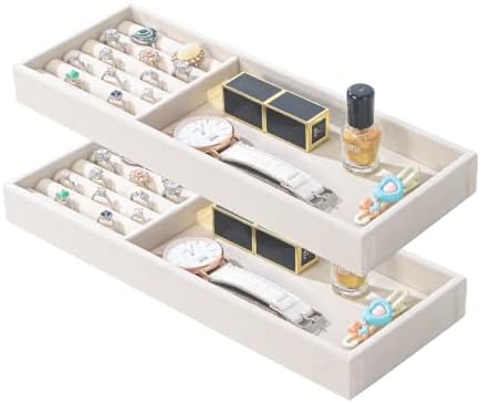 2Pcs Desk Drawer Storage Tray, Nightstand Organizer, Necklace Bracelet Ring by FocusOnJewelryDisplay15yrs