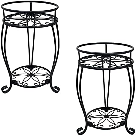 CASIMR 2-Pack Plant Stand, 2 Tier 19.2 inch Tall Metal Potted Holder Rack by CASIMR