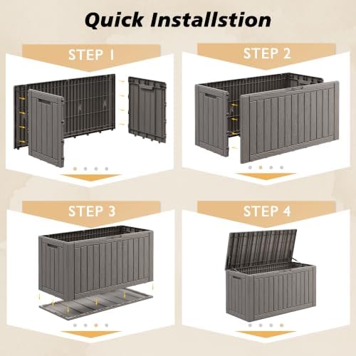 Fancyango 110 Gallon Waterproof Deck Box, Resin Outdoor Storage Box - Image 4