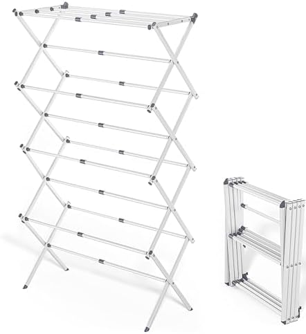 4-Tier Foldable Clothes Drying Rack 15" D x 29" W x 52" H by Bobikuke