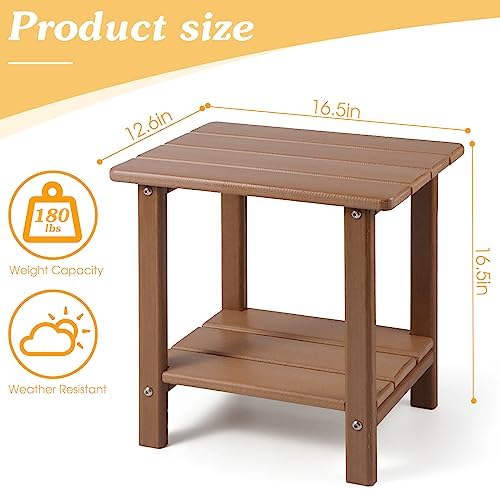 Apolimi Adirondack Outdoor Side Table, 2-Tier Sturdy Patio End Table Weather - Image 3