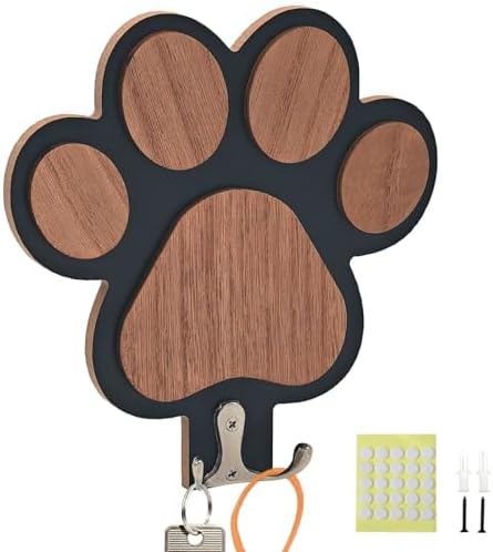 Goodangie00 Wooden Dog Leash Holder Wall Decoration, 3D Dog Paw Harness Wall by Goodangie00