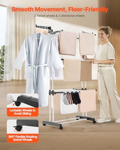 VEVOR Clothes Drying Rack, 4-Tier Foldable Laundry Dryer Rack, Metal Drying - Image 4