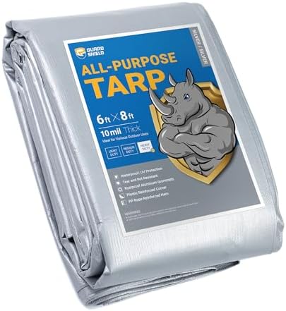 GUARD SHIELD Heavy Duty Tarp 6x8 Feet Silver Multi Purpose Thick Waterproof by GUARDSHIELD