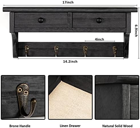 Emfogo Wood Coat Hooks Wall Mounted, Rustic Style - Image 5