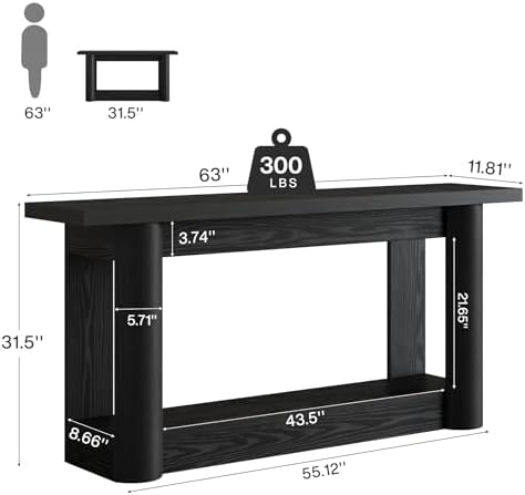 Tribesigns 63" Modern Console Table, Narrow Long Sofa Table Behind Couch - Image 2
