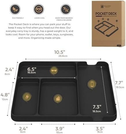 Pocket Deck Valet Tray for Men. Everyday Carry EDC Caddy Bamboo Organizer. - Image 6