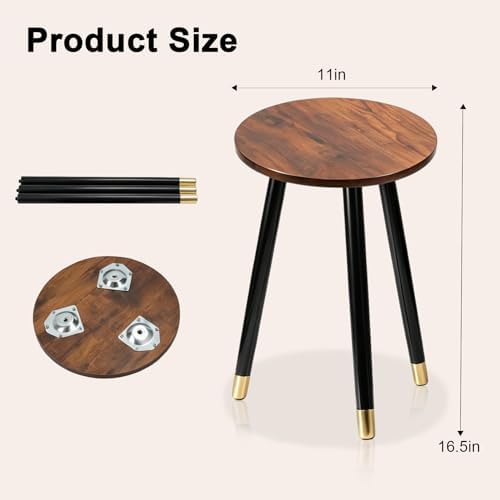 2-Pack Mid Century Plant Stand for Indoor Plants, Modern Wood & Metal Flower - Image 2