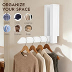 2 Pack Clothes Drying Rack Wall Mounted, Space Saver Wood Wall Mounted Folding - Image 4