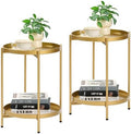 2-Tier Round End Side Table, Small Metal Side Table by MordchilHF