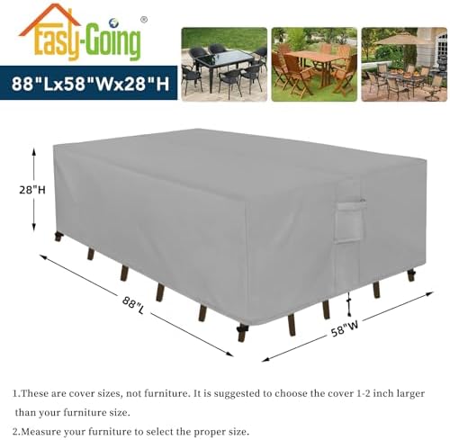 Easy-Going Rectangle Patio Furniture Cover Waterproof Outdoor Dining Table and - Image 2