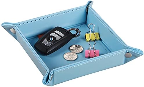 YAPISHI Valet Tray, Foldable PU Leather Catchall Tray/Dish/Caddy Blue by YAPISHI