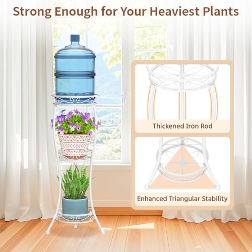 LASZOLA 3 Tiers Metal Corner Plant Flower Stand Tall Indoor Outdoor - Image 4