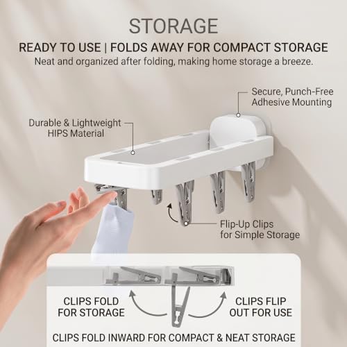 Wall Mounted Drying Rack with 7 Hidden Clips - Image 2