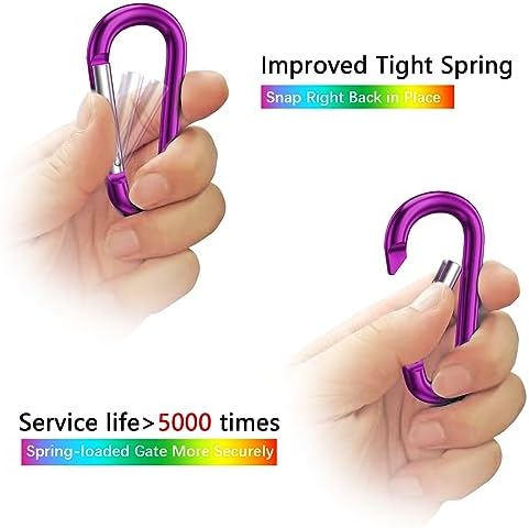 sprookber 3" Aluminum Carabiner D Ring, Caribeener Clips, Spring Snap Hook - Image 3