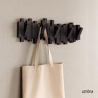 Umbra Sticks Wall Mount Coat Rack, 5 Hook Retractable Pegs - Image 2