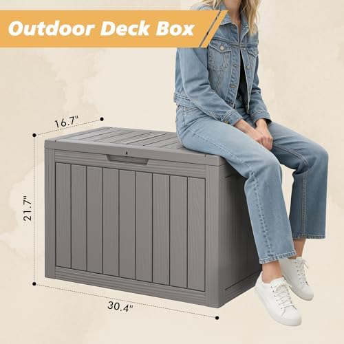 Fancyango 50 Gallon Waterproof Deck Box, Resin Outdoor Storage Box - Image 2
