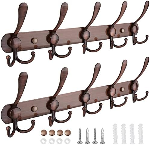 TICONN Wall Mounted Coat Rack, Five Heavy Duty Tri Hooks All Metal Construction by TICONN
