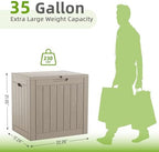 DRATO 35 Gallon Outdoor Storage Box Waterproof Lockable Small Deck Box Grey - Image 6