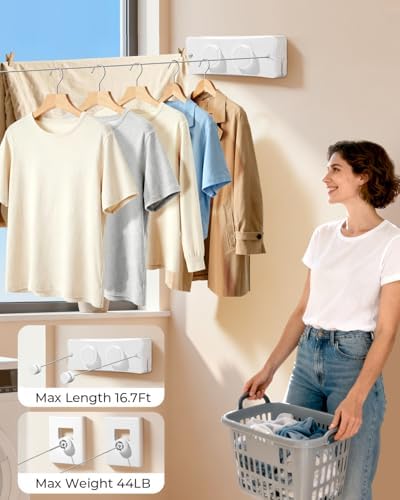Retractable Clothesline 2X16.7 ft – Heavy-Duty 44 lb, Rust-Proof Stainless Steel - Image 2
