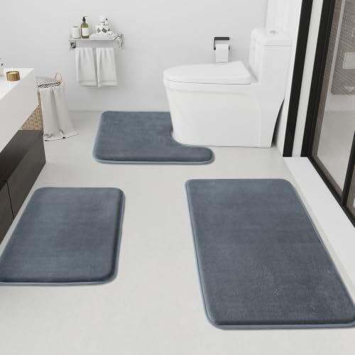 HUXMEYSON Bathroom Rugs Sets 3 Piece, Non-Slip & Quick Dry Bath Mat Set by HUXMEYSON