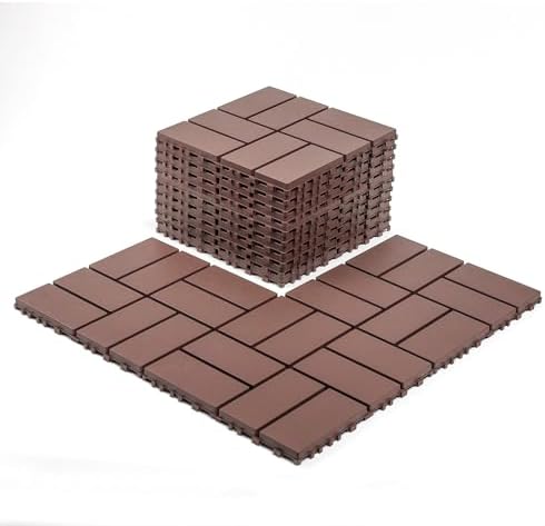 44 Pack Interlocking Deck Tiles, All-Weather Outdoor Deck Tiles by Unknown