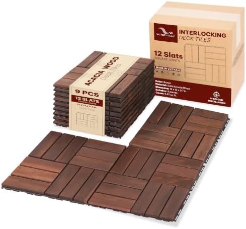 Acacia Interlocking Deck Tiles, 12 Slats by VICTORYRELAX