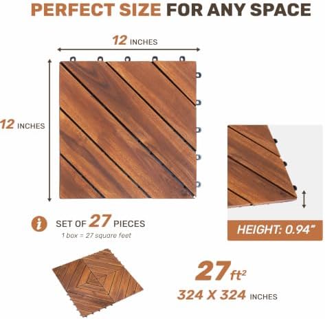 Acacia Wood Interlocking Deck Tiles - Image 2