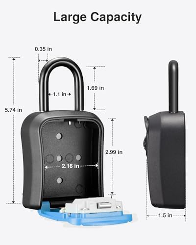 Puroma Key Lock Box Outdoor 4 Digit Code Combination Lockbox House, 1 Blue - Image 7