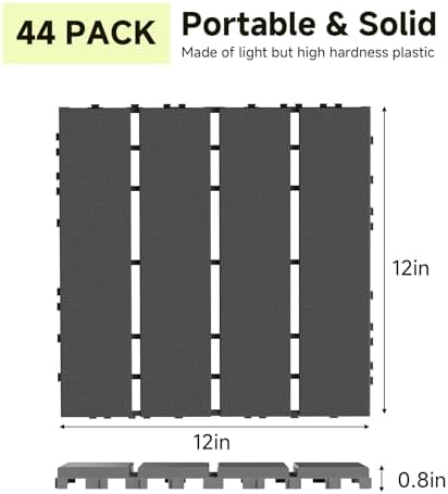 Rovibek 44 PCS Interlocking Deck Tiles, All Weather Patio Tiles - Image 2