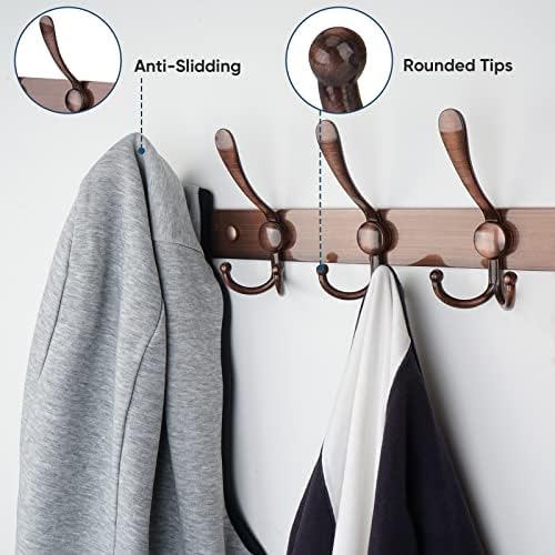 TICONN Wall Mounted Coat Rack, Five Heavy Duty Tri Hooks All Metal Construction - Image 4